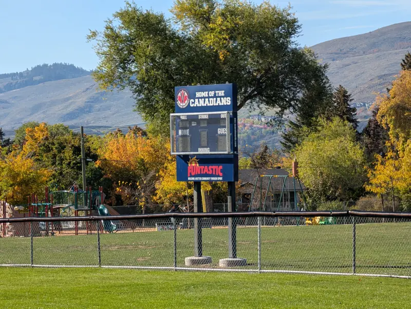 One of Lakeview Park's ball diamonds in fall colour