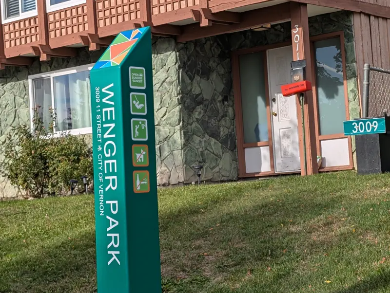 Wenger Park sign on 11th Street